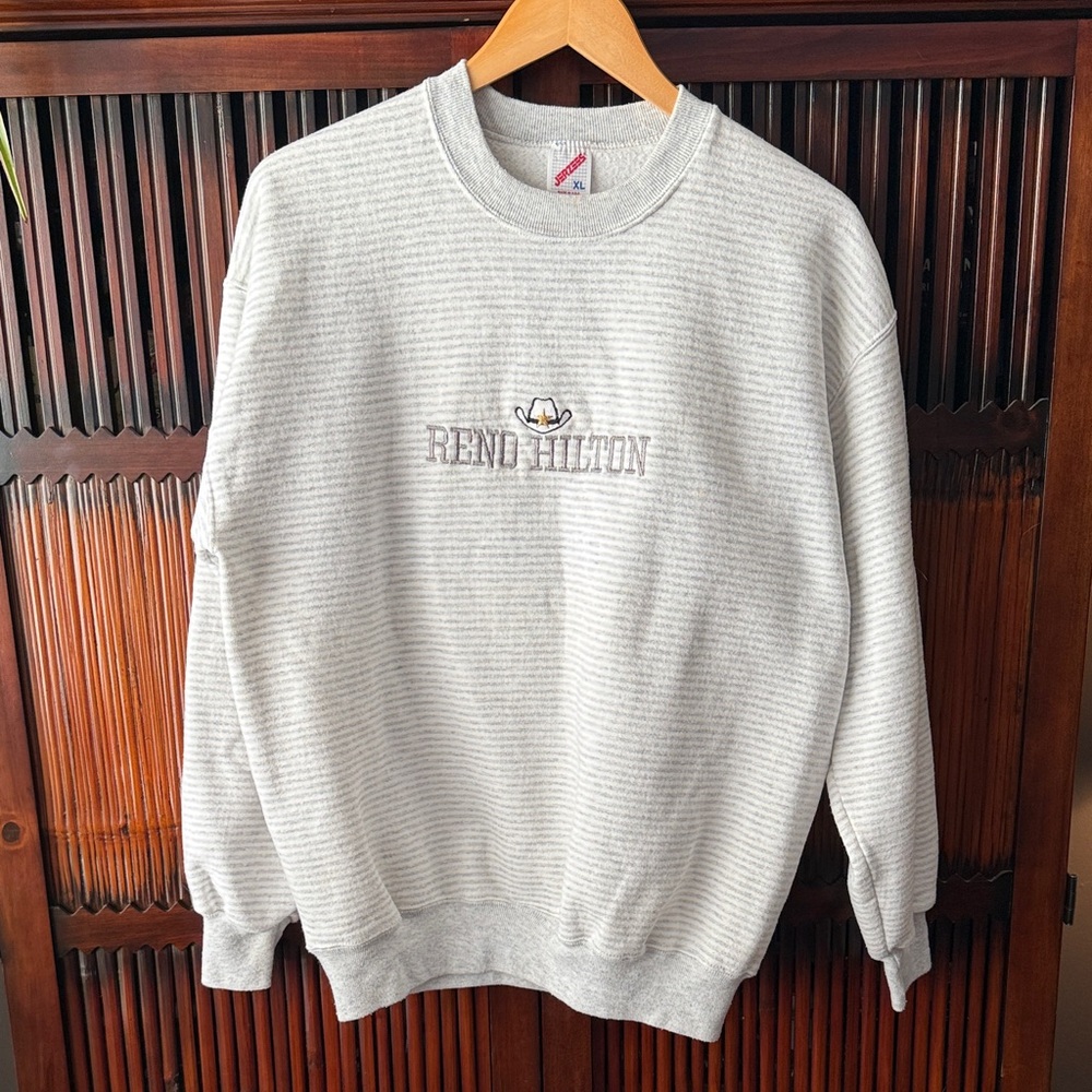 Reno Hilton Vintage Light Gray Striped Men's Sweatshirt